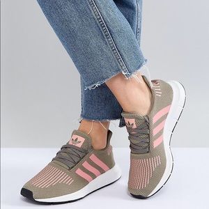 Adidas swift run sneakers olive gray pink